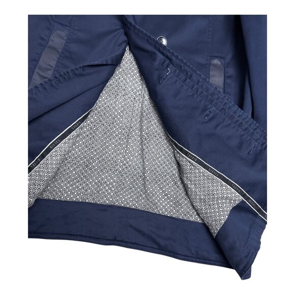 DIESEL Luxury Designer Navy Blue Cotton Light Trench Jacket Womens Large - Picture 6 of 10